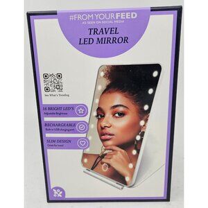 Travel LED Mirror, 16 LEDs, Includes Stand, Re-Chargeable White by Vivitar